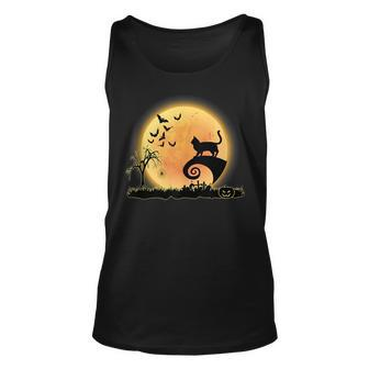 Burmese Cat Scary And Moon Funny Kitty Halloween Costume Unisex Tank Top | Mazezy