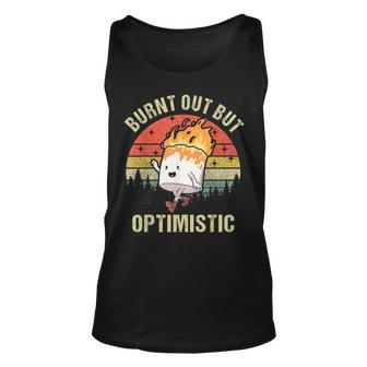 Burnt Out But Optimistic Funny Marshmallow For Camping Retro Unisex Tank Top - Thegiftio UK