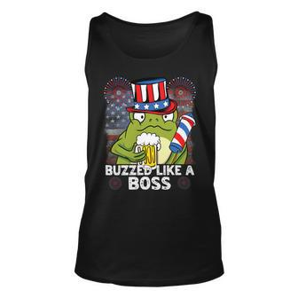 Buzzed Like A Boss 4Th Of July American Flag Frog Men Women Unisex Tank Top - Monsterry DE