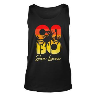 Cabo San Lucas Mexico Palm Tree Sunset Colors Vacation Unisex Tank Top - Seseable