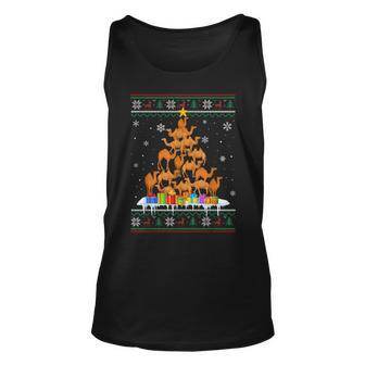 Camel Christmas Tree Ugly Christmas Sweater Tank Top | Mazezy