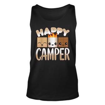 Campfire Camping Outdoor Friends Smores Happy Camper Unisex Tank Top - Thegiftio UK