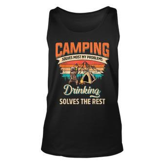 Camping Solves Most Of My Problems Bear And Bourbon Camping Tank Top | Mazezy