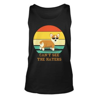 Cant See The Haters Corgi Doge Meme Pixel Glasses Dog Owner Tank Top | Mazezy