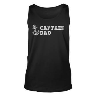 Captain Dad Sailing Boating Vintage Boat Anchor Funny Unisex Tank Top | Mazezy
