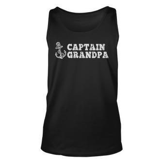 Captain Grandpa Sailing Boating Vintage Boat Anchor Funny Unisex Tank Top - Seseable