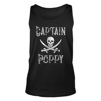 Captain Poppy Retro Personalized Pirate Pontoon Grandpa Unisex Tank Top | Mazezy