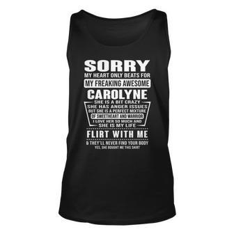 Carolyne Name Gift Sorry My Heartly Beats For Carolyne Unisex Tank Top - Seseable