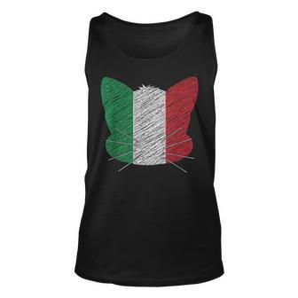 Cat & Red White Green Flag Of Italy Scribbled Italian Cat Tank Top | Mazezy