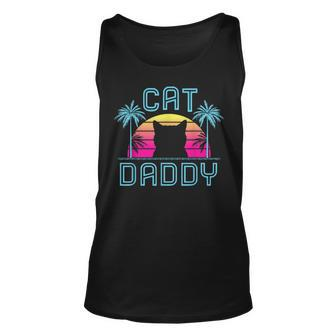 Cat Daddy Dad Fathers Day Retro Summer Cat Papa Unisex Tank Top | Mazezy
