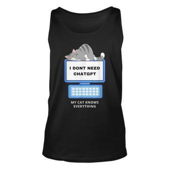 Cat Gpt Working Ai Cat Cool Lazy Cat Using Computer Unisex Tank Top | Mazezy