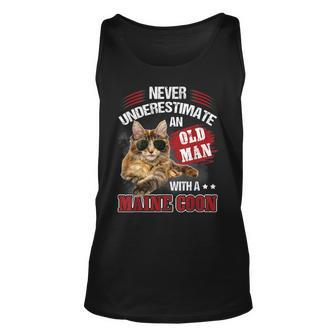 Cat Lover Never Underestimate An Old Man With A Maine Coon Unisex Tank Top - Seseable