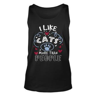 Cat Lover | I Like Cats More Than People Unisex Tank Top - Thegiftio UK