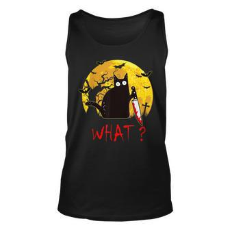Cat What Murderous Black Cat With Knife Halloween Costume Tank Top - Monsterry UK