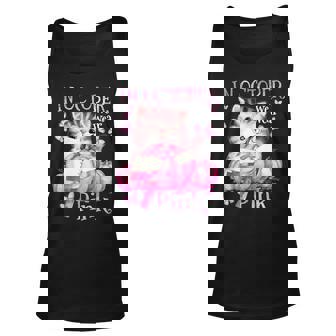 Cat Pumpkin Halloween In October We Wear Pink Breast Cancer Tank Top - Seseable