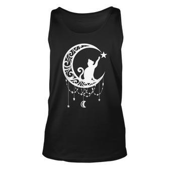 Cat Sitting On The Moon Cool Pet Lover Black Cat Lover Tank Top - Monsterry