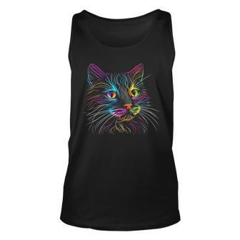 Cats Colorful Cat Cat's Head Catlovers Tank Top - Seseable