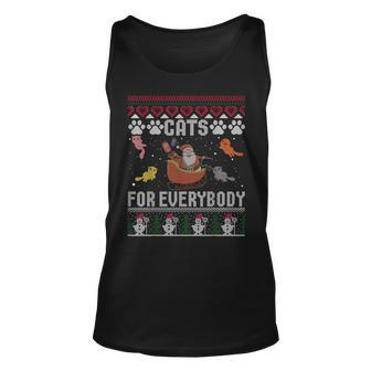 Cats For Everybody Christmas Cute Cat Lover Ugly Sweater Tank Top | Mazezy