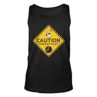 Caution Pups At Play Pup Pride Unisex Tank Top | Mazezy
