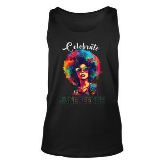 Celebrate Junenth African American Freedom Afro Black Unisex Tank Top - Seseable