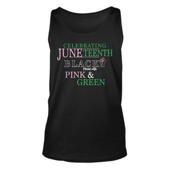 Celebrating Junenth 1865 Black Mixed With Pink And Green Unisex Tank Top - Seseable