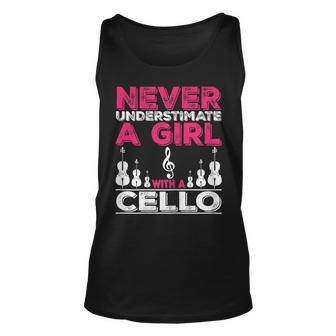 Cello Player Gift Never Underestimate A Girl With A Cello Unisex Tank Top - Seseable