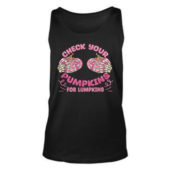 Check Your Pumpkins Breast Cancer Awareness Halloween Tank Top | Seseable CA