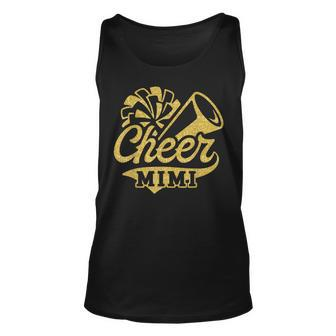 Cheer Mimi Biggest Fan Cheerleader Black Yellow Gold Pom Pom Tank Top - Seseable