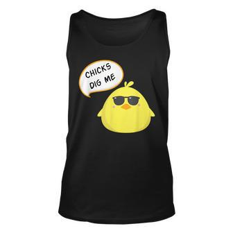Chicks Dig Me T Funny Happy Easter Cute Gift Unisex Tank Top | Mazezy