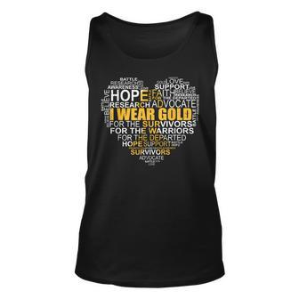 Childhood Cancer Awareness I Wear Gold Heart Ribbon Tank Top | Mazezy