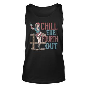 Chill The Fourth Out Retro Western Cowgirl Happy 4Th Of July Tank Top | Mazezy