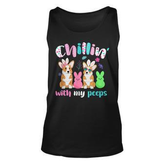 Chillin With My Peeps Bunny Corgi Dog Easter Corgi Tank Top | Mazezy