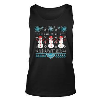 Chillin With My Snowmies Ugly Christmas Sweater Pajama Tank Top - Monsterry CA