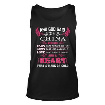 China Name Gift And God Said Let There Be China V2 Unisex Tank Top - Seseable