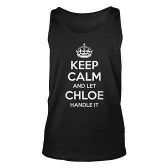 Chloe Keep Calm Personalized Name Funny Birthday Gift Idea Unisex Tank Top | Mazezy