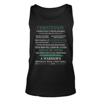 Christenson Name Gift Christenson Completely Unexplainable Unisex Tank Top - Seseable