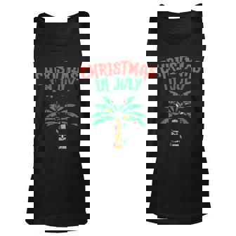 Christmas In July Palm Tree Lights Tropical Summer Christmas Tank Top | Mazezy