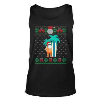 Christmas In July Summer Santa Ugly Xmas Sweater Tropical Tank Top | Mazezy