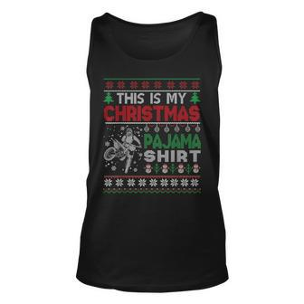 This Is My Christmas Pajama Ugly Sweater Motocross Dirtbike Tank Top | Mazezy