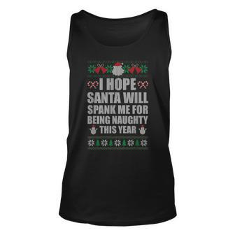 Christmas Santa Spank Naughty Ugly Christmas Sweater Tank Top | Mazezy