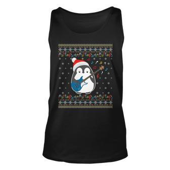 Christmas Ugly Sweater Xmas Family Matching Penguin Guitar Tank Top | Mazezy