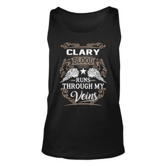 Clary Name Gift Clary Blood Runs Throuh My Veins Unisex Tank Top - Seseable