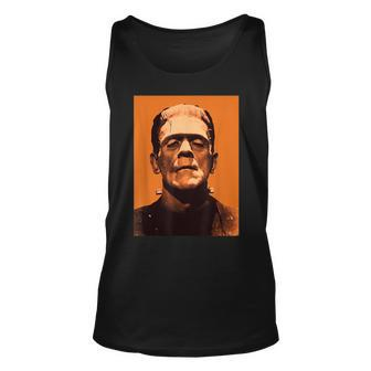 Classic Halloween Monster Frankenstein Vintage Horror Orange Tank Top - Monsterry