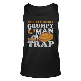 Clay Target Shoot Never Underestimate Grumpy Old Man Trap Old Man Tank Top | Mazezy