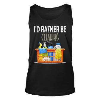 Cleaning Lady Id Rather Be Cleaning Housekeeper Unisex Tank Top - Thegiftio UK