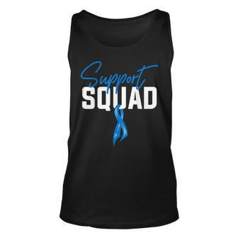 Colon Cancer Awareness Support Squad Blue Ribbon Unisex Tank Top | Mazezy