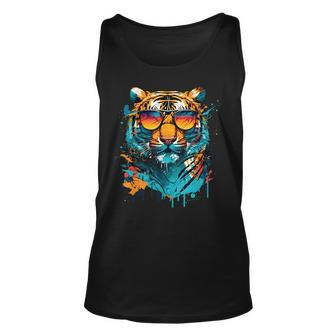 Colorful Tiger Face Tiger Head Wild Cat Lover Unisex Tank Top - Monsterry