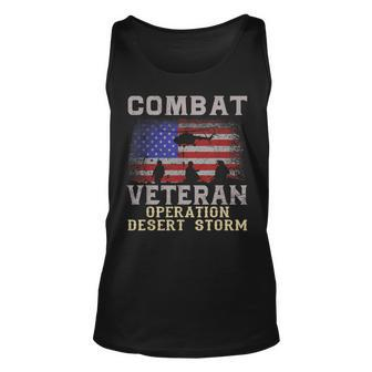 Combat Veteran Operation Desert Storm Military Usa Flag Unisex Tank Top | Mazezy