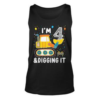 Construction Truck 4Th Birthday Boy 4 Yrs Old Digger Builder Tank Top | Mazezy