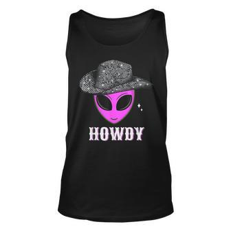Cool Cowboy Hat Alien Howdy Space Western Disco Theme Tank Top - Seseable